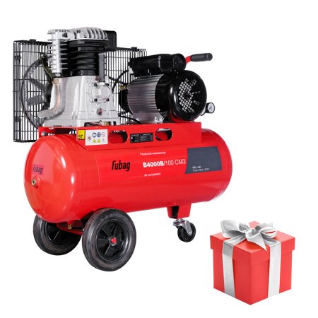 Ременной одноступенчатый компрессор FUBAG B4000B/100 CM3 + Катушка с резиновым шлангом с разъемами рапид в ПОДАРОК Ременной одноступенчатый компрессор FUBAG B4000B/100 CM3 + Катушка с резиновым шлангом с разъемами рапид в ПОДАРОК