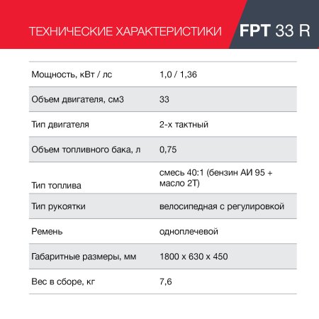 FUBAG Бензиновый триммер FPT 33R + Триммерная леска сечение витой квадрат L 130 м * 2.4 мм в ПОДАРОК в Симферополе фото