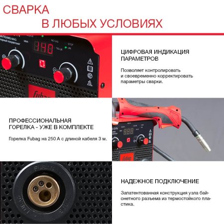FUBAG Сварочный полуавтомат IRMIG 180 SYN с горелкой 250 А 3 м в комплекте в Симферополе фото