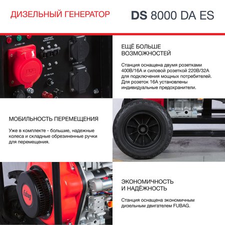 FUBAG Дизельный генератор (трехфазный) с электростартером и коннектором автоматики DS 8000 DA ES в Симферополе фото
