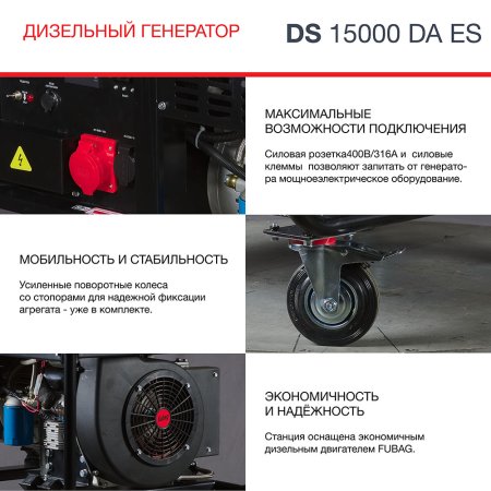 FUBAG Дизельный генератор (трехфазный) с электростартером и коннектором автоматики DS 15000 DA ES в Симферополе фото